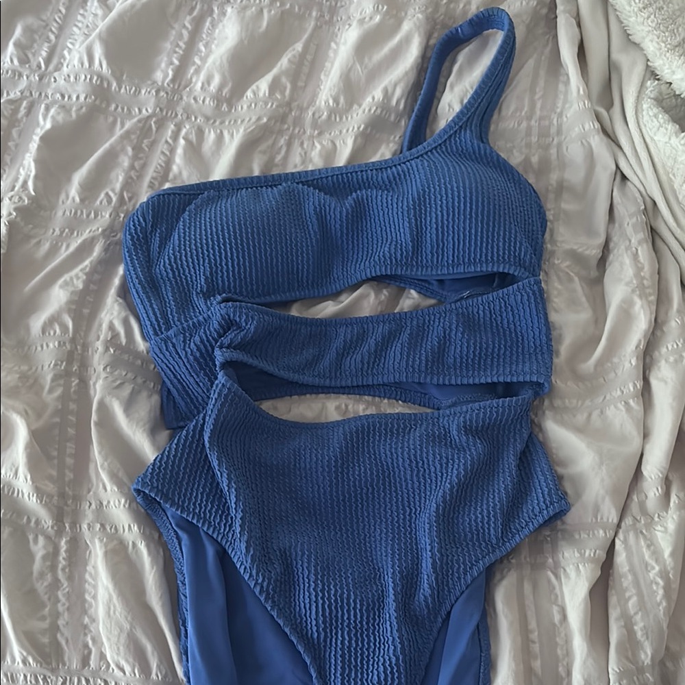 Aerie Blue Asymmetrical One-Piece Swimsuit